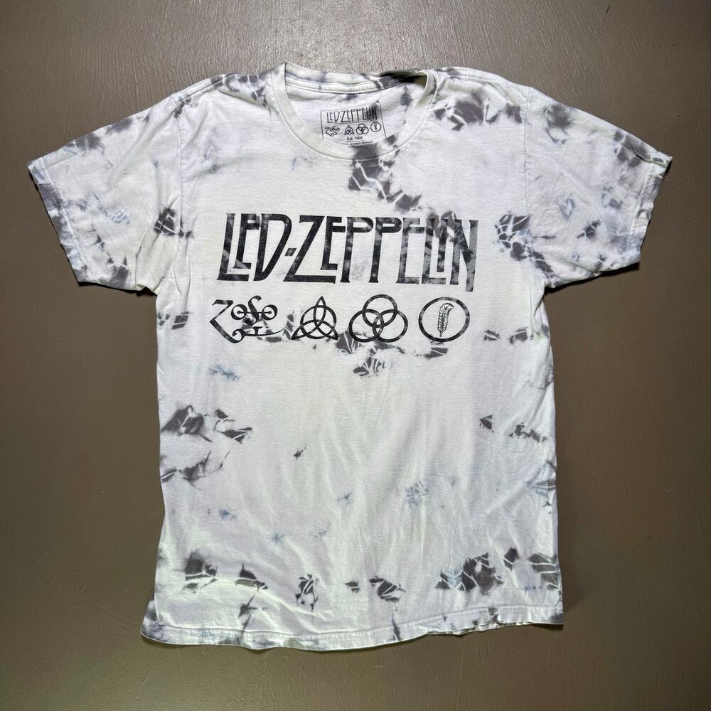 Led Zeppelin Tie Dye Bleach Wash Band Tee 100% Cotton S Concert Weekend